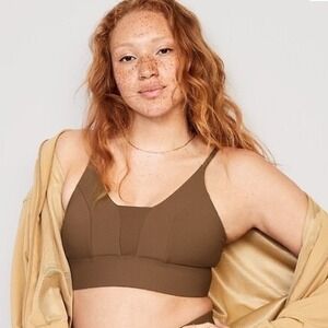 Old Navy Active Powersoft Ribbed‎ Seamless Sports Bra Top Brown XXL